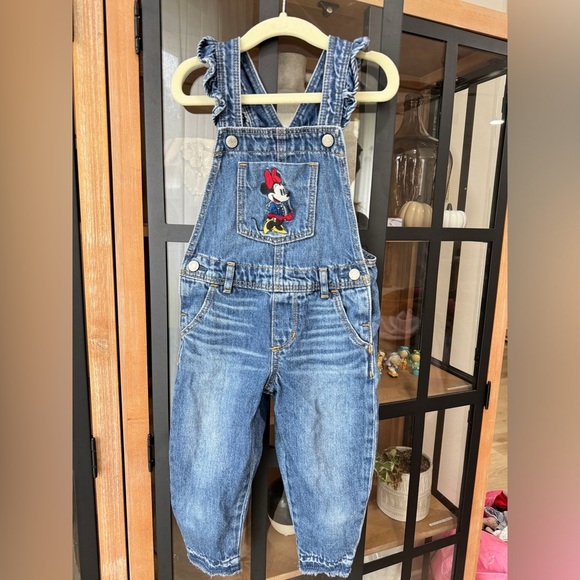 GAP Kids disney minnie mouse overalls embroidered toddler girl denim ruffles - Picture 1 of 10